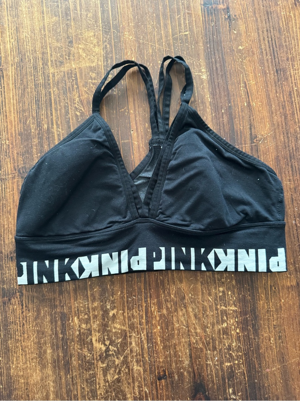 Victoria's Secret PINK Black Logo Sports Bra